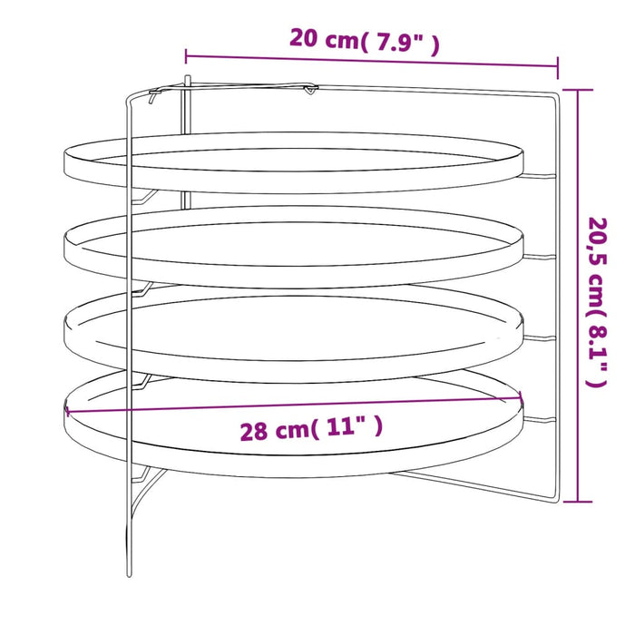 Tăvi pentru pizza, 4 buc., cu suport, Ø 28 cm, oțel - WALTI WALTI