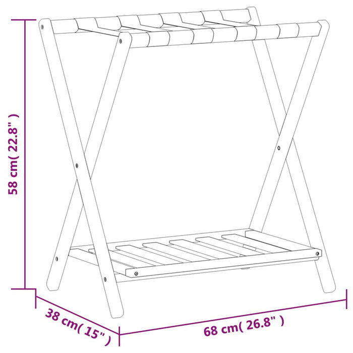 Suport pentru bagaje, negru, 68x38x58 cm, bambus - WALTI WALTI