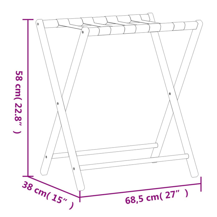 Suport pentru bagaje, negru, 68,5x38x58 cm, bambus - WALTI WALTI