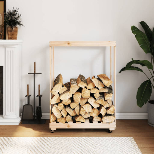 Suport de bușteni cu roți, 76,5x40x108 cm lemn masiv pin - WALTI WALTI