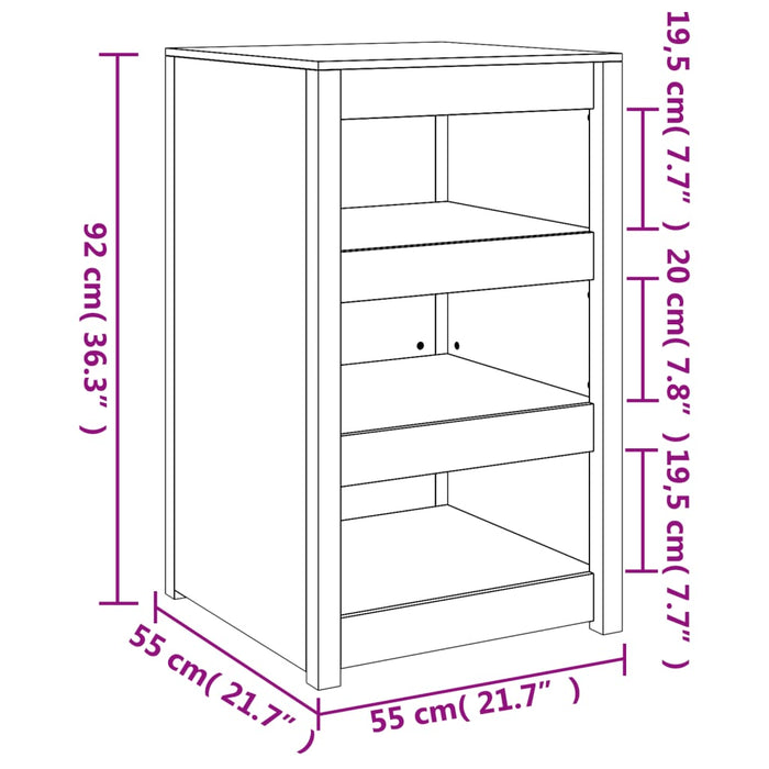 Dulap bucătărie de exterior, alb, 55x55x92 cm, lemn masiv pin WALTI