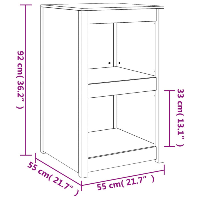 Dulap bucătărie de exterior, alb, 55x55x92 cm, lemn masiv pin WALTI