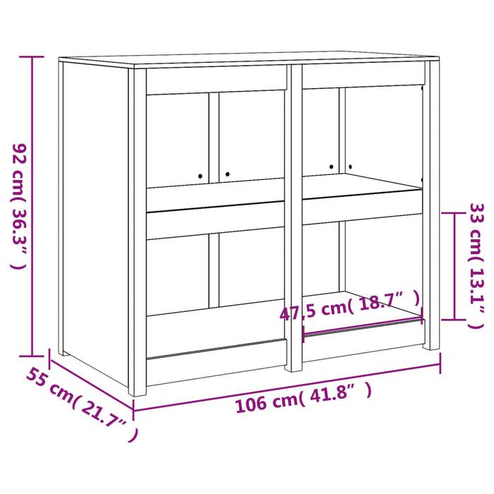 Dulap bucătărie de exterior, alb, 106x55x92 cm, lemn masiv pin WALTI