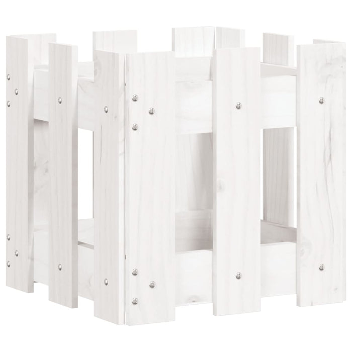 Jardinieră grădină design gard, alb, 30x30x30 cm lemn masiv pin - WALTI WALTI
