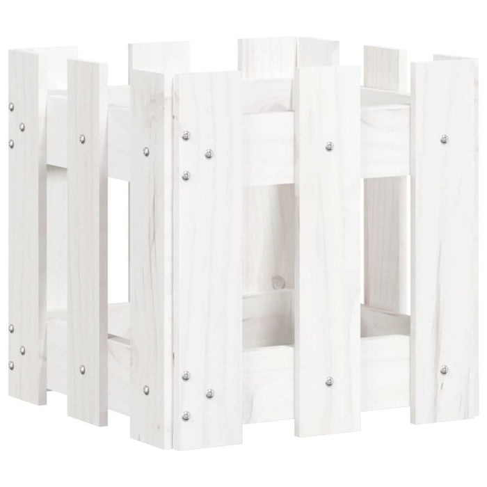 Jardinieră grădină design gard, alb, 30x30x30 cm lemn masiv pin - WALTI WALTI
