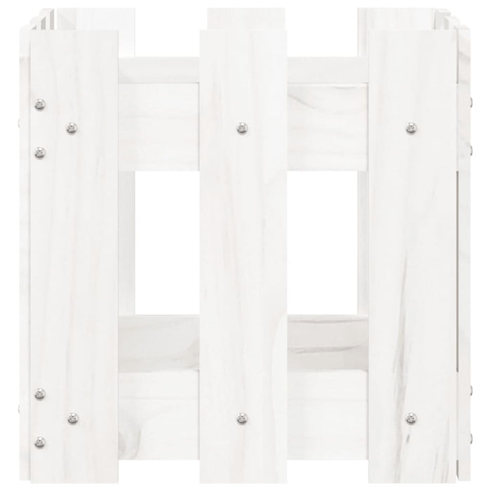 Jardinieră grădină design gard, alb, 30x30x30 cm lemn masiv pin - WALTI WALTI