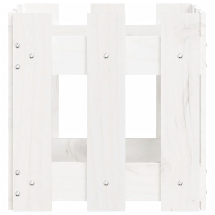 Jardinieră grădină design gard, alb, 30x30x30 cm lemn masiv pin - WALTI WALTI