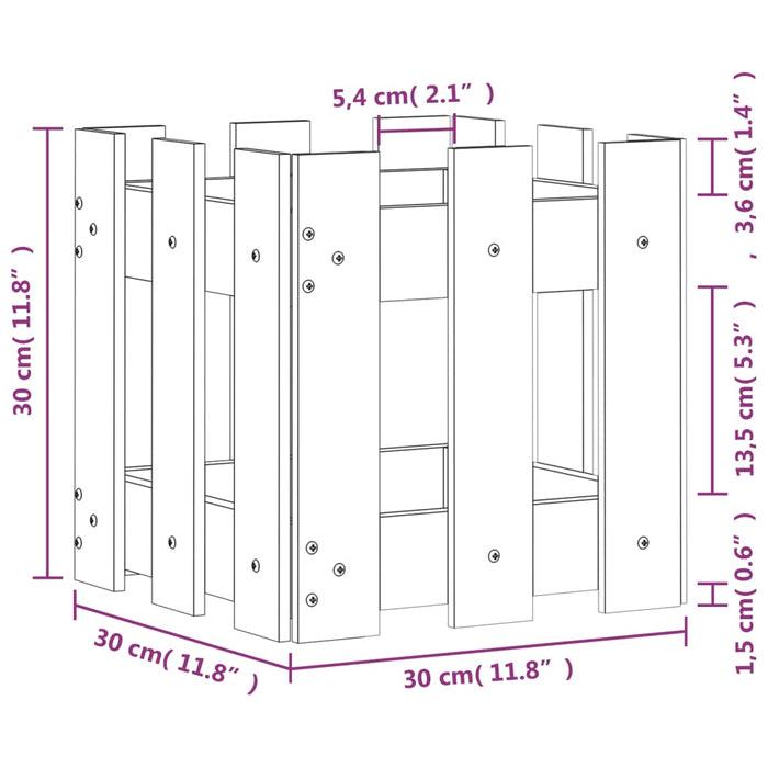 Jardinieră grădină design gard, 30x30x30 cm, lemn masiv douglas - WALTI WALTI