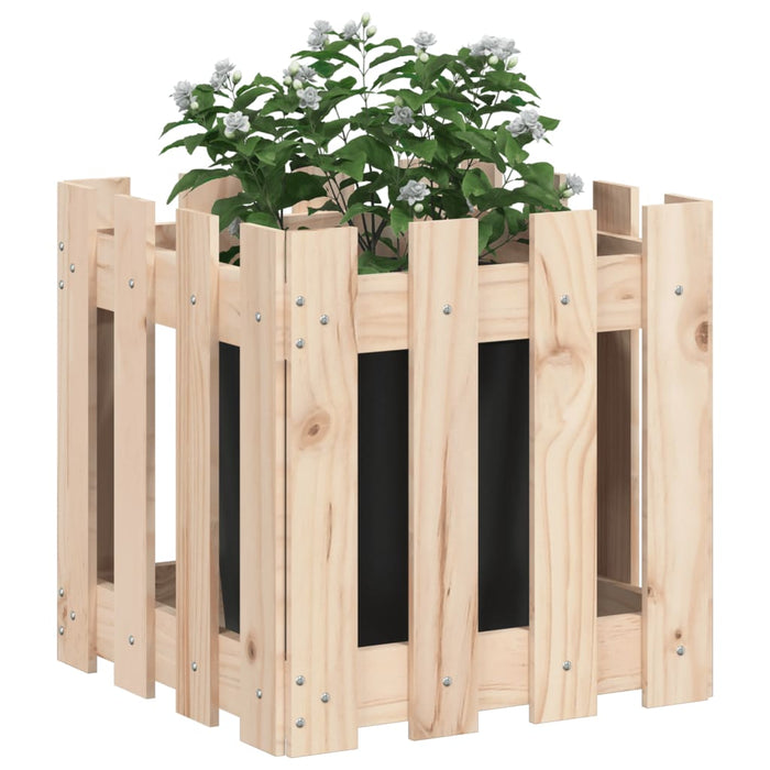 Jardinieră grădină design gard, 40x40x40 cm, lemn masiv de pin - WALTI WALTI