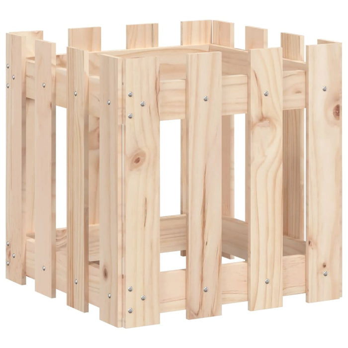 Jardinieră grădină design gard, 40x40x40 cm, lemn masiv de pin - WALTI WALTI