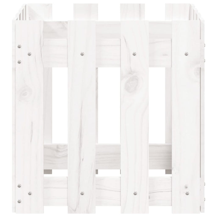 Jardinieră grădină design gard, alb, 40x40x40 cm lemn masiv pin - WALTI WALTI
