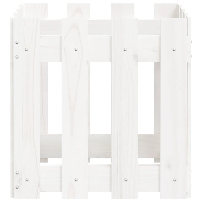 Jardinieră grădină design gard, alb, 40x40x40 cm lemn masiv pin - WALTI WALTI