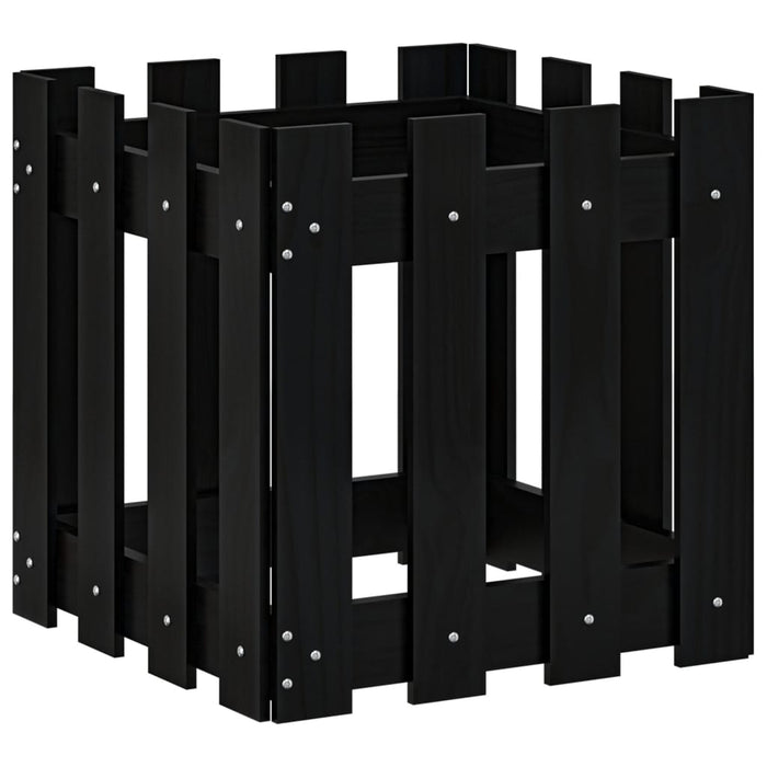 Jardinieră grădină design gard negru 40x40x40 cm lemn masiv pin - WALTI WALTI