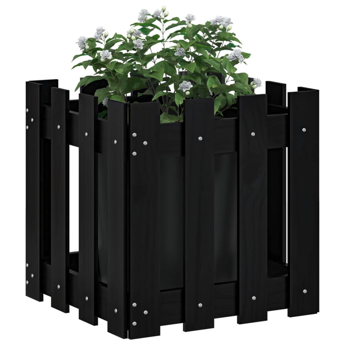 Jardinieră grădină design gard negru 40x40x40 cm lemn masiv pin - WALTI WALTI