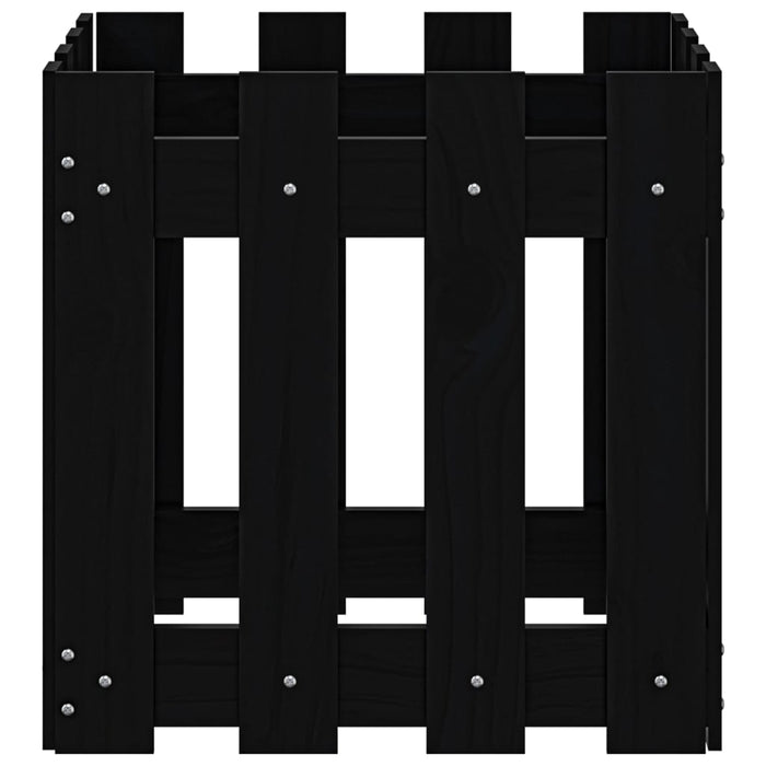 Jardinieră grădină design gard negru 40x40x40 cm lemn masiv pin - WALTI WALTI