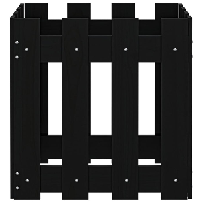 Jardinieră grădină design gard negru 40x40x40 cm lemn masiv pin - WALTI WALTI
