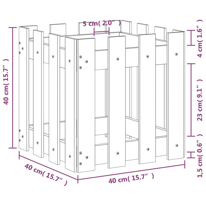 Jardinieră grădină design gard negru 40x40x40 cm lemn masiv pin - WALTI WALTI