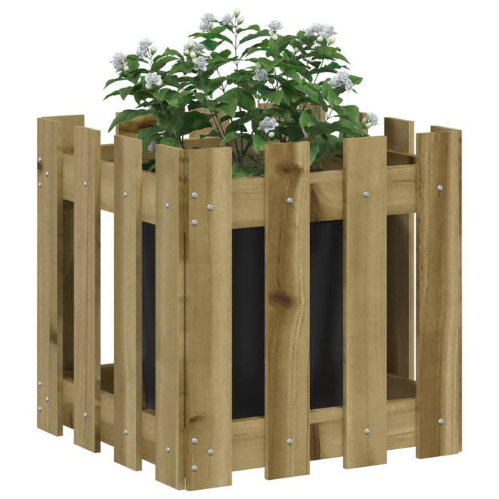 Jardinieră grădină design gard 40x40x40cm lemn de pin impregnat - WALTI WALTI