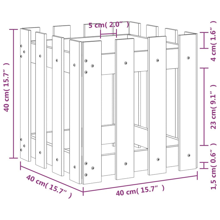 Jardinieră grădină design gard 40x40x40cm lemn de pin impregnat - WALTI WALTI