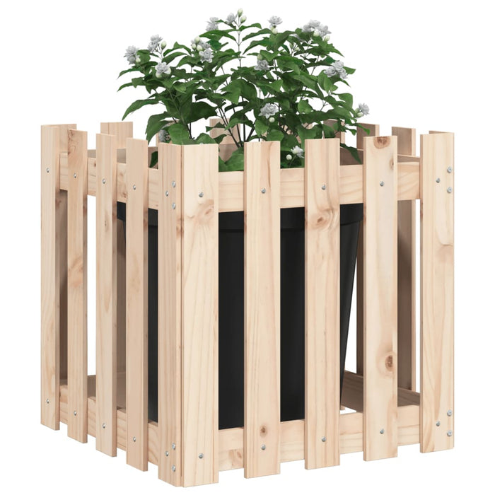 Jardinieră grădină design gard, 50x50x50 cm, lemn masiv de pin - WALTI WALTI