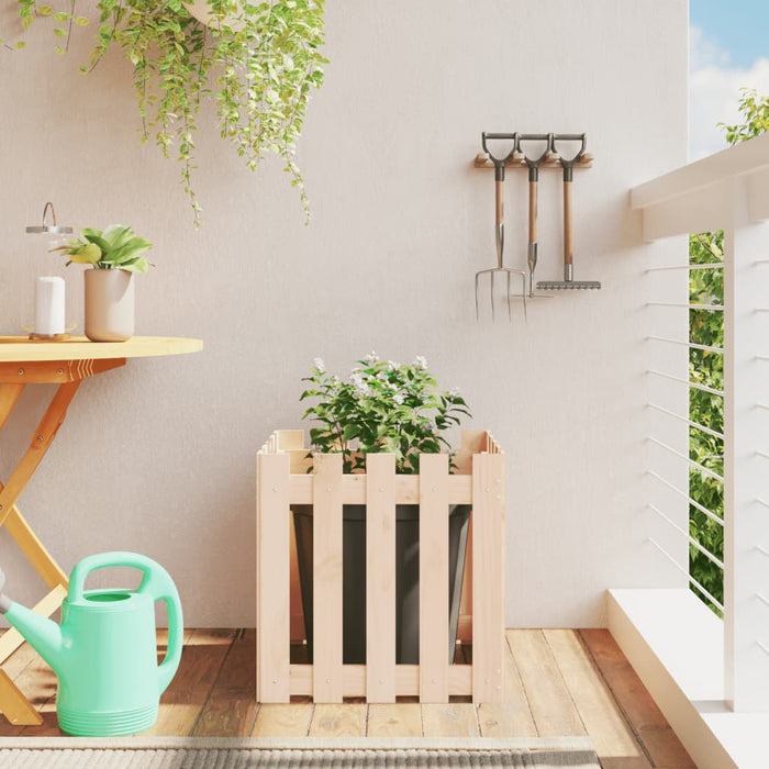 Jardinieră grădină design gard, 50x50x50 cm, lemn masiv de pin - WALTI WALTI