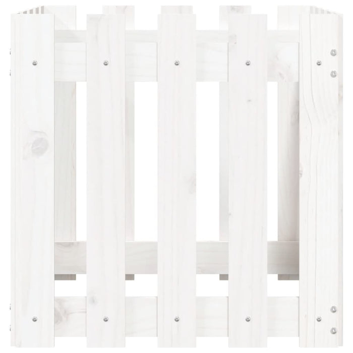 Jardinieră grădină design gard, alb, 50x50x50 cm lemn masiv pin - WALTI WALTI