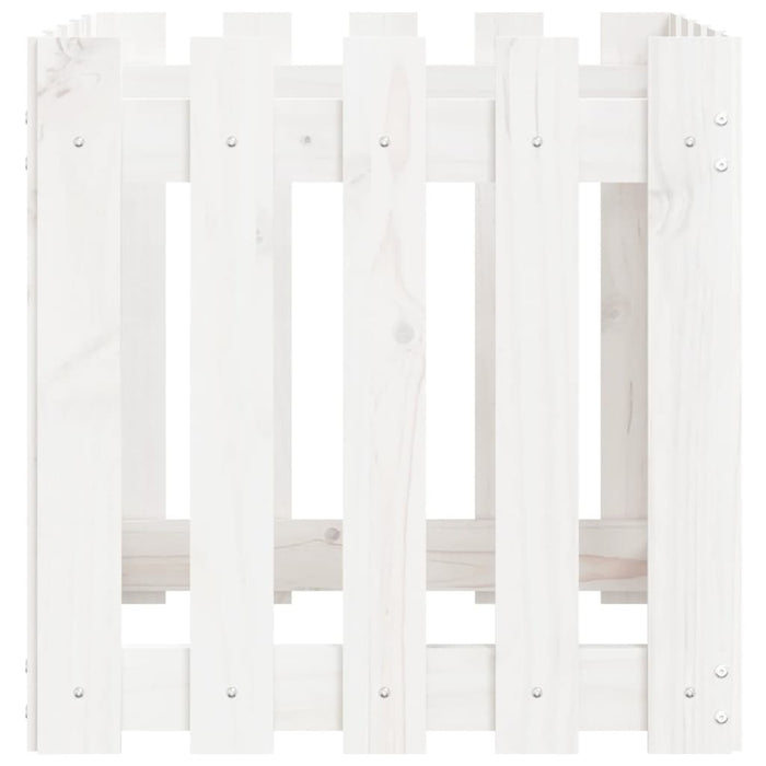 Jardinieră grădină design gard, alb, 50x50x50 cm lemn masiv pin - WALTI WALTI
