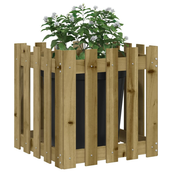 Jardinieră grădină design gard 50x50x50cm lemn de pin impregnat - WALTI WALTI