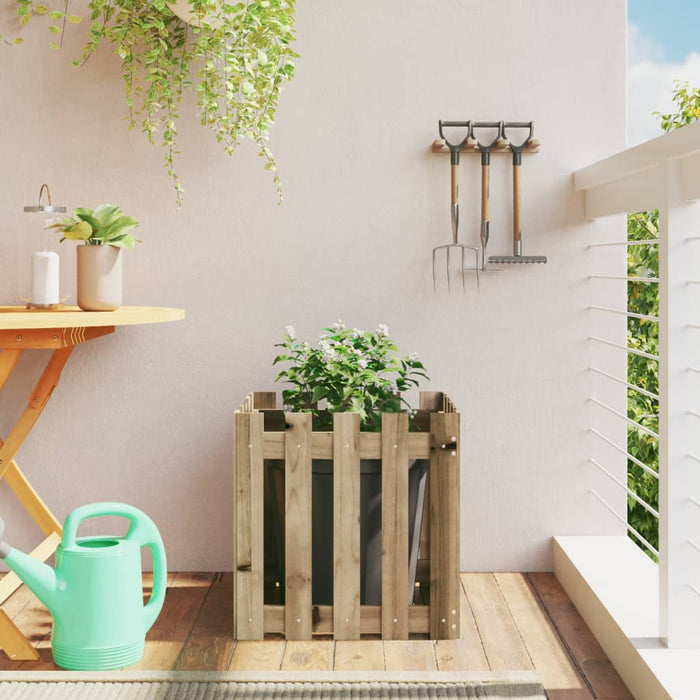 Jardinieră grădină design gard 50x50x50cm lemn de pin impregnat - WALTI WALTI