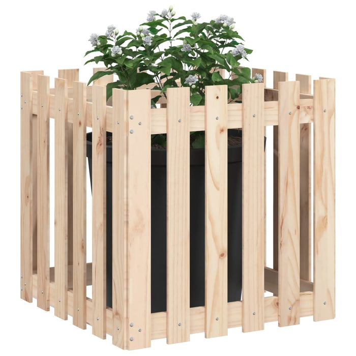 Jardinieră grădină design gard, 60x60x60 cm, lemn masiv de pin - WALTI WALTI