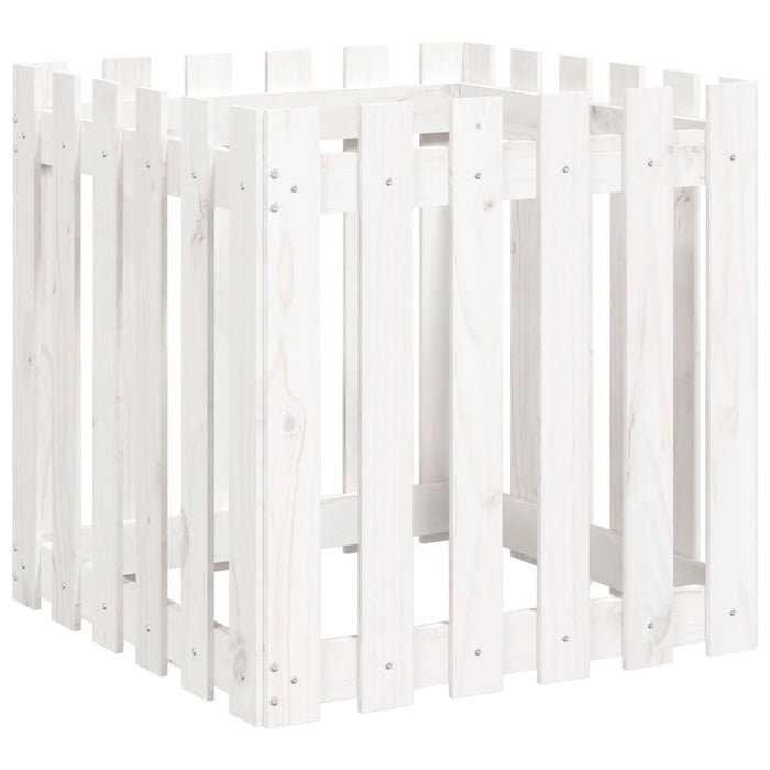 Jardinieră grădină design gard, alb, 60x60x60 cm lemn masiv pin - WALTI WALTI