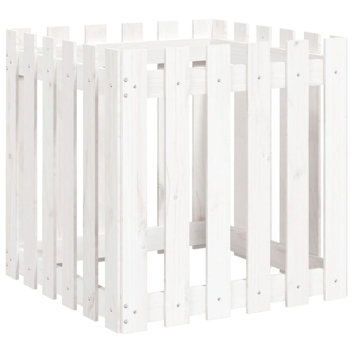 Jardinieră grădină design gard, alb, 60x60x60 cm lemn masiv pin - WALTI WALTI