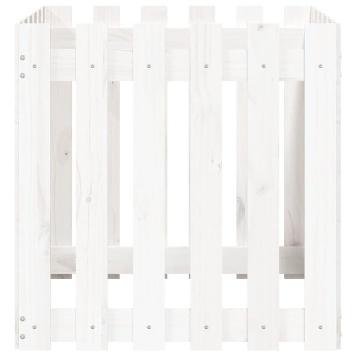 Jardinieră grădină design gard, alb, 60x60x60 cm lemn masiv pin - WALTI WALTI