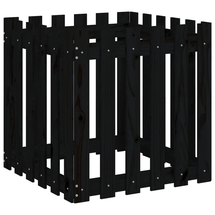 Jardinieră grădină design gard negru 60x60x60 cm lemn masiv pin - WALTI WALTI