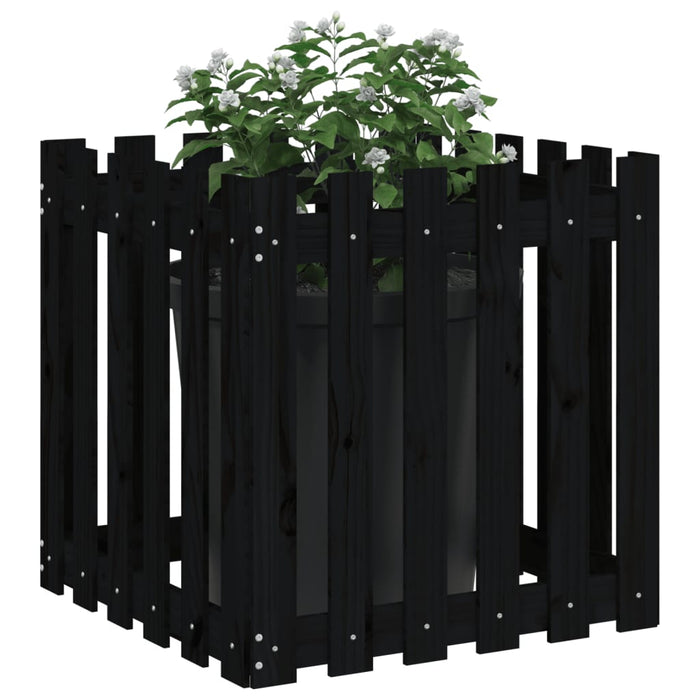 Jardinieră grădină design gard negru 60x60x60 cm lemn masiv pin - WALTI WALTI