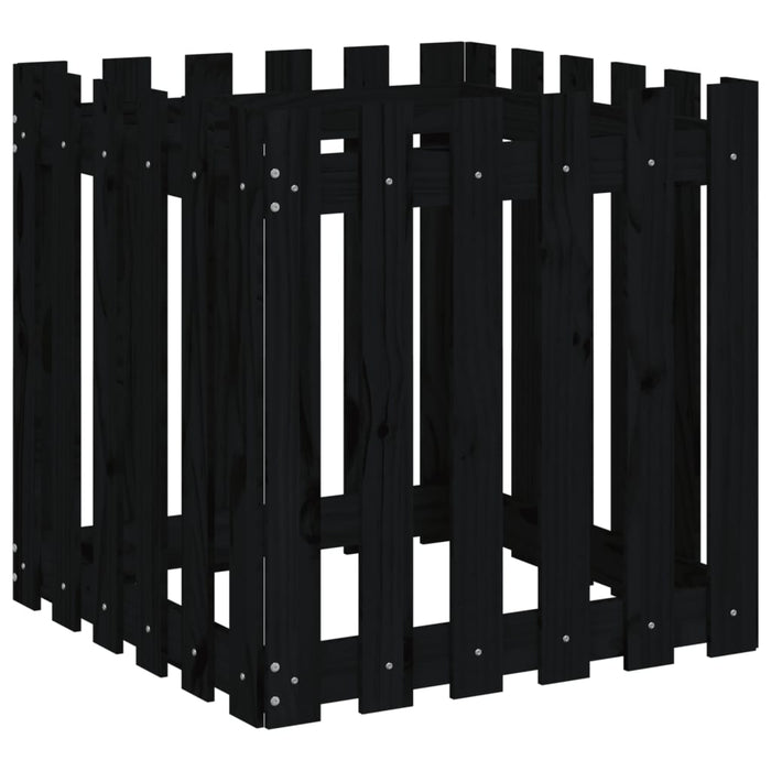 Jardinieră grădină design gard negru 60x60x60 cm lemn masiv pin - WALTI WALTI