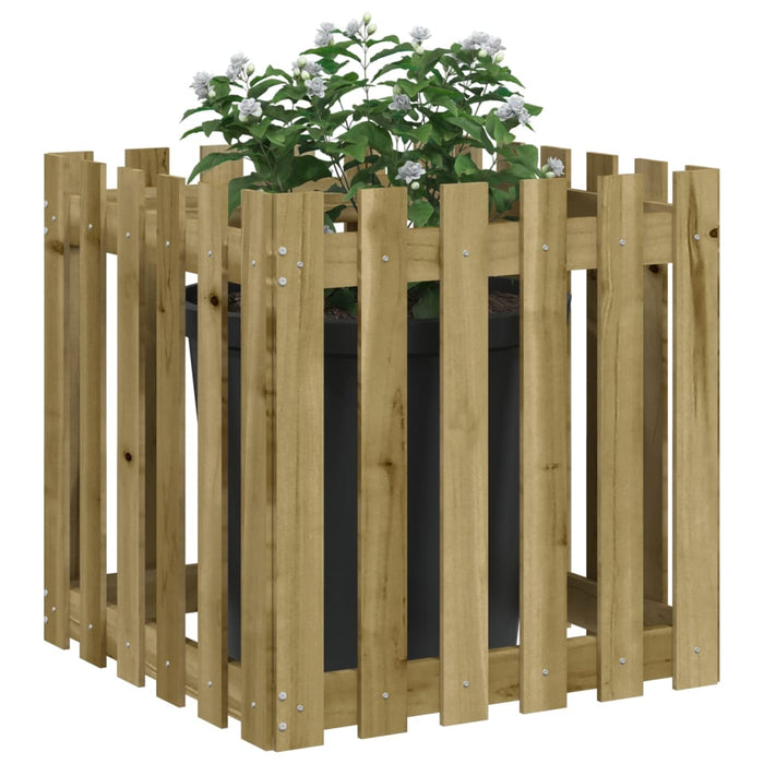 Jardinieră grădină design gard, 60x60x60 cm, lemn pin impregnat - WALTI WALTI