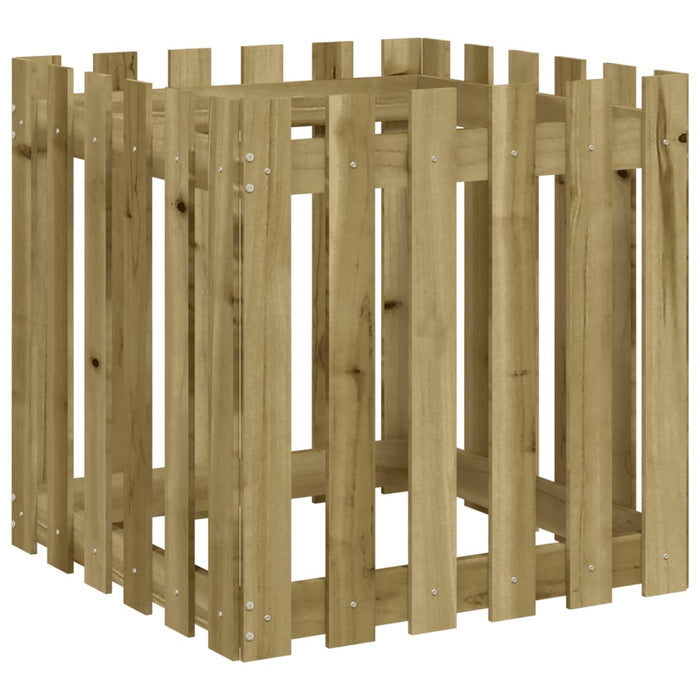 Jardinieră grădină design gard, 60x60x60 cm, lemn pin impregnat - WALTI WALTI
