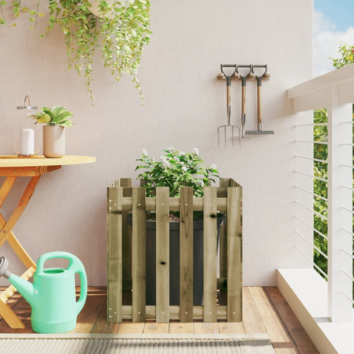 Jardinieră grădină design gard, 60x60x60 cm, lemn pin impregnat - WALTI WALTI