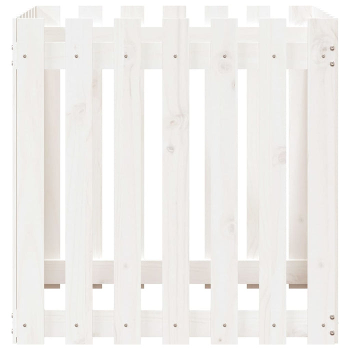 Jardinieră grădină design gard, alb, 70x70x70 cm lemn masiv pin - WALTI WALTI