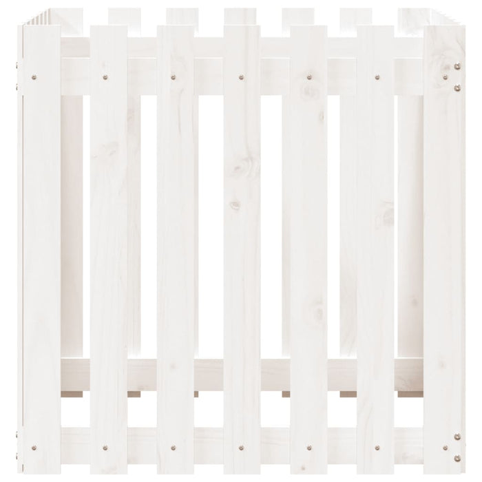 Jardinieră grădină design gard, alb, 70x70x70 cm lemn masiv pin - WALTI WALTI
