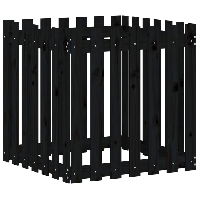 Jardinieră grădină design gard negru 70x70x70 cm lemn masiv pin - WALTI WALTI