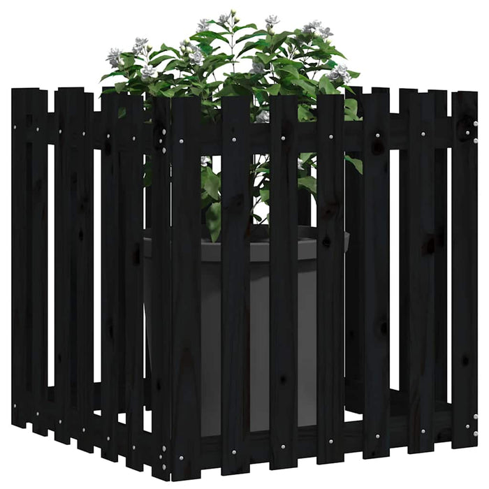 Jardinieră grădină design gard negru 70x70x70 cm lemn masiv pin - WALTI WALTI