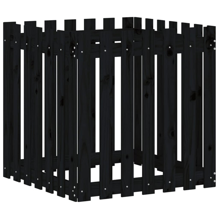 Jardinieră grădină design gard negru 70x70x70 cm lemn masiv pin - WALTI WALTI