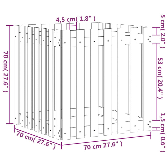 Jardinieră grădină design gard negru 70x70x70 cm lemn masiv pin - WALTI WALTI