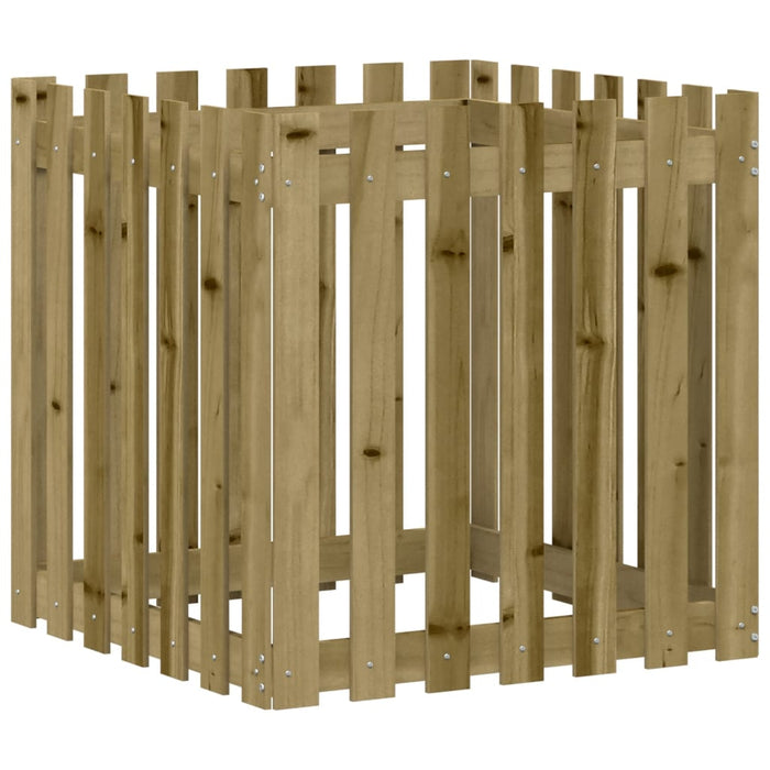 Jardinieră grădină cu design gard, 70x70x70 cm, lemn pin tratat - WALTI WALTI