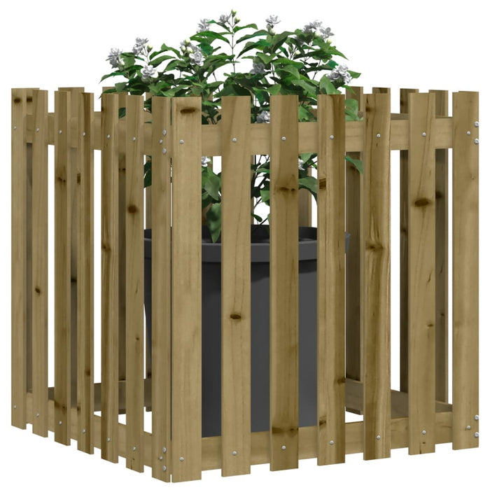 Jardinieră grădină cu design gard, 70x70x70 cm, lemn pin tratat - WALTI WALTI