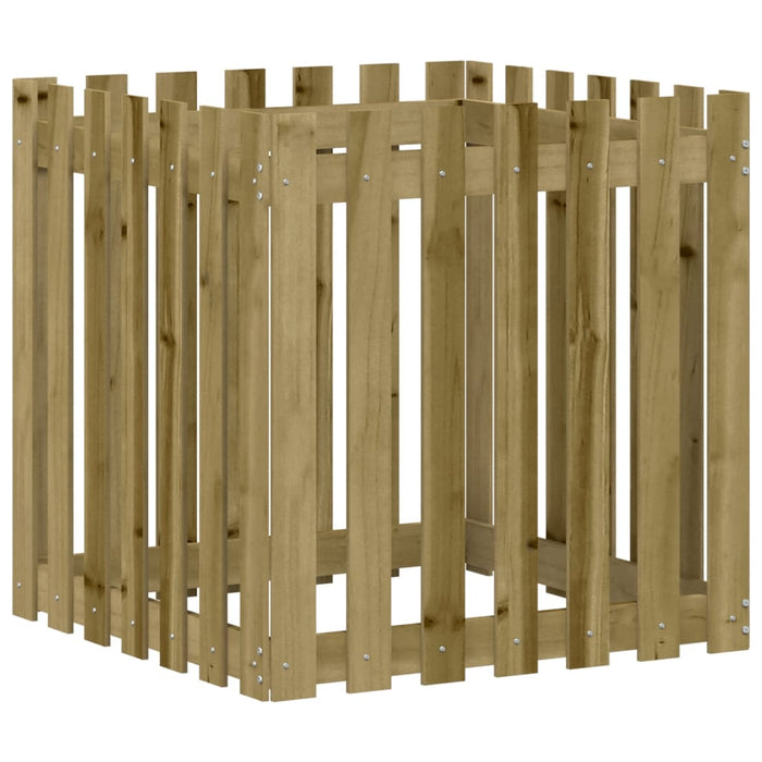 Jardinieră grădină cu design gard, 70x70x70 cm, lemn pin tratat - WALTI WALTI