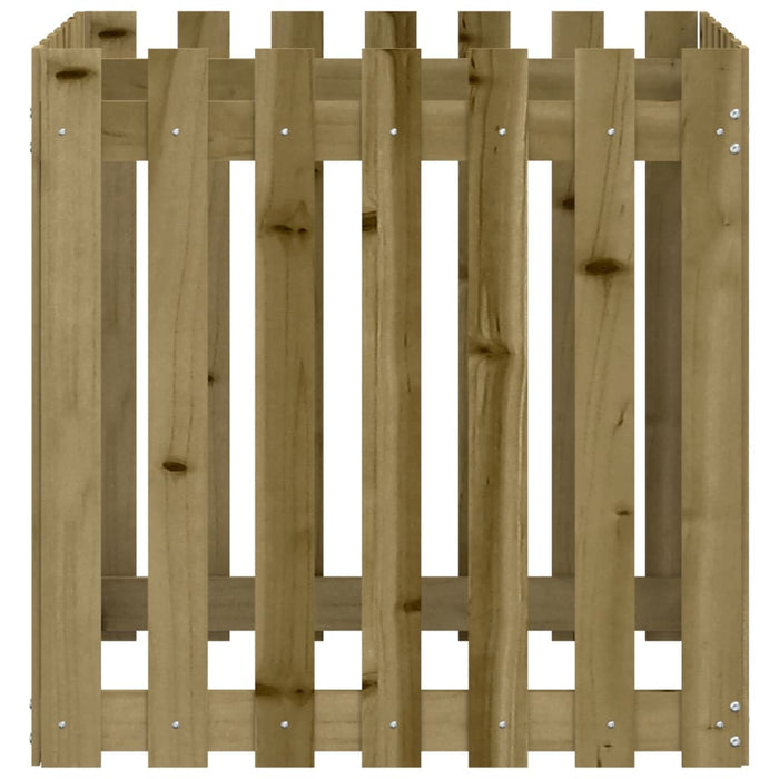 Jardinieră grădină cu design gard, 70x70x70 cm, lemn pin tratat - WALTI WALTI