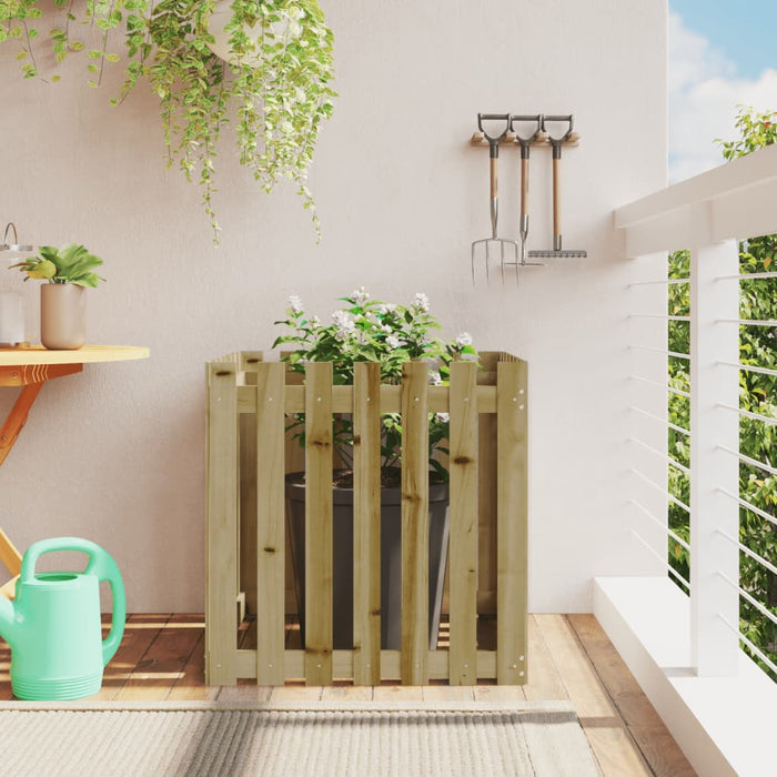 Jardinieră grădină cu design gard, 70x70x70 cm, lemn pin tratat - WALTI WALTI